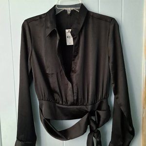 Express Waist Band Tie Blouse NWT